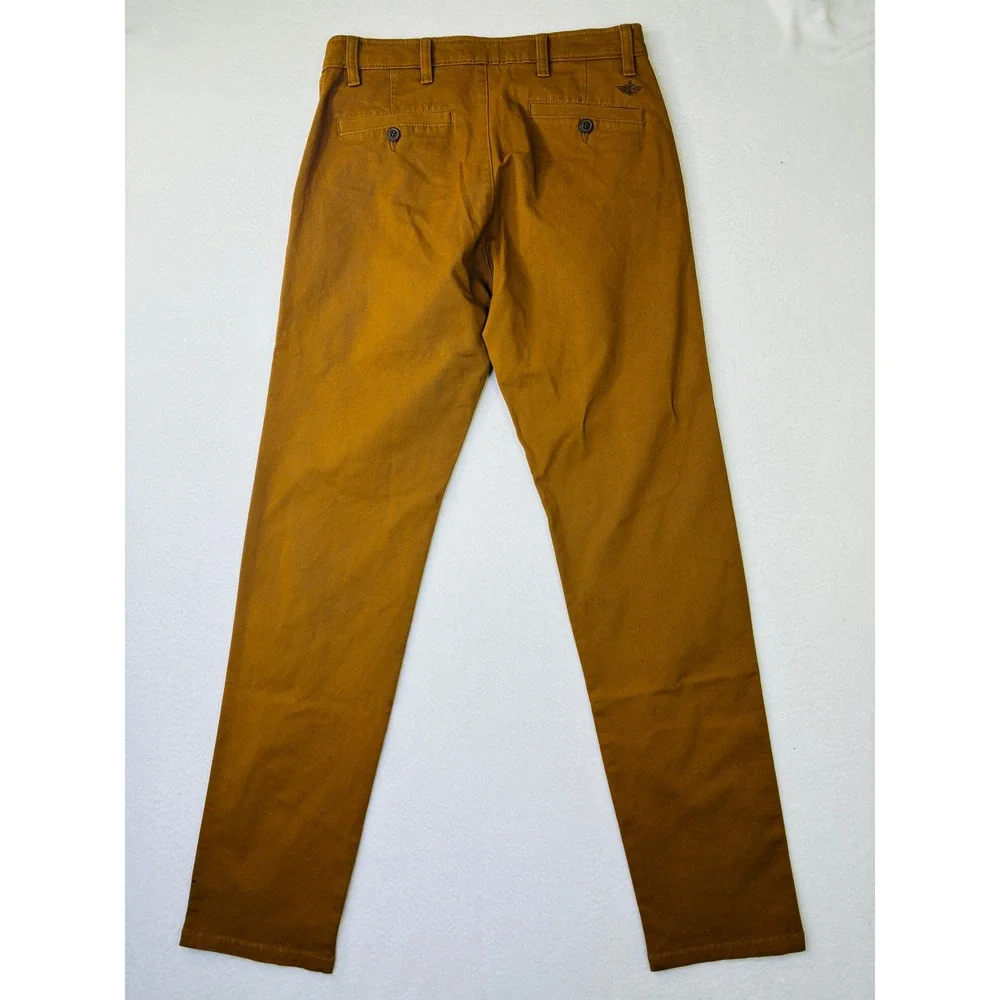 Dockers Slim Fit Ultimate Chino Pants Mustard Yellow Ochre 28x32 Flex Zip Pocket